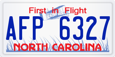 NC license plate AFP6327