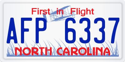 NC license plate AFP6337