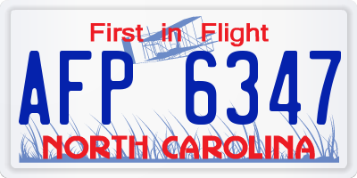 NC license plate AFP6347