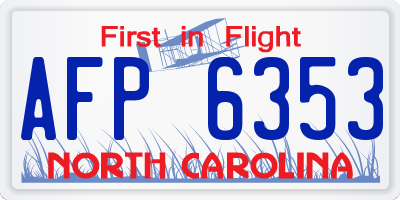 NC license plate AFP6353
