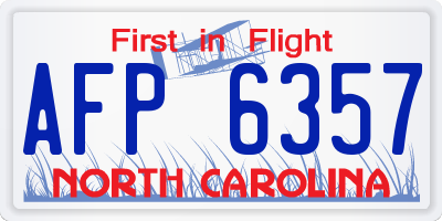 NC license plate AFP6357