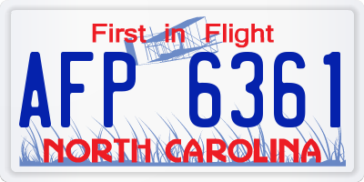 NC license plate AFP6361