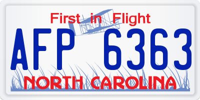 NC license plate AFP6363