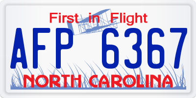 NC license plate AFP6367