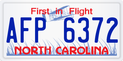 NC license plate AFP6372
