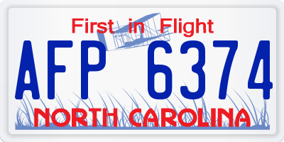 NC license plate AFP6374