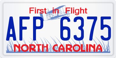 NC license plate AFP6375