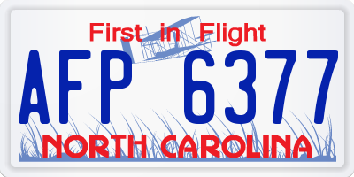 NC license plate AFP6377