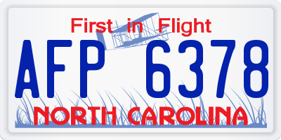 NC license plate AFP6378