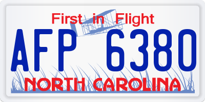 NC license plate AFP6380