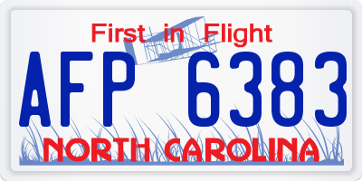 NC license plate AFP6383