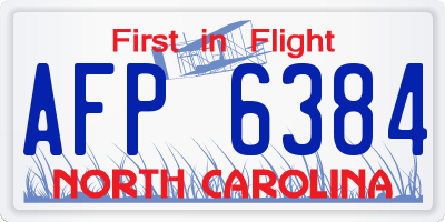 NC license plate AFP6384