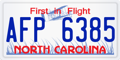 NC license plate AFP6385