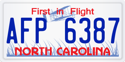NC license plate AFP6387