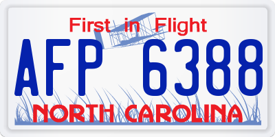 NC license plate AFP6388