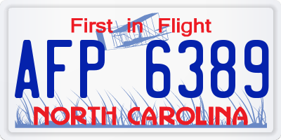 NC license plate AFP6389