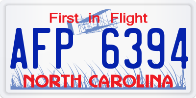 NC license plate AFP6394