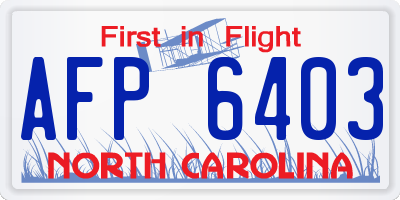 NC license plate AFP6403