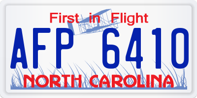 NC license plate AFP6410