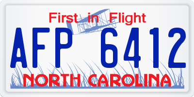 NC license plate AFP6412