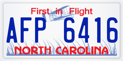 NC license plate AFP6416