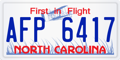 NC license plate AFP6417