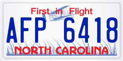 NC license plate AFP6418