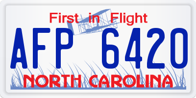 NC license plate AFP6420