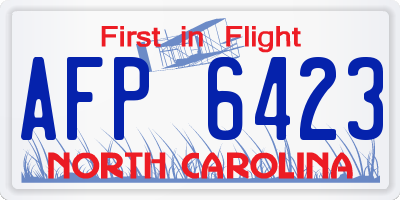 NC license plate AFP6423