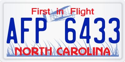 NC license plate AFP6433