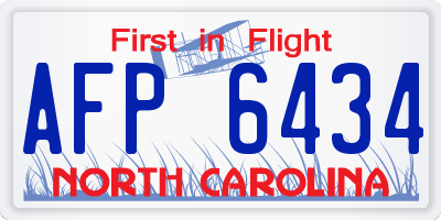 NC license plate AFP6434