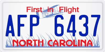 NC license plate AFP6437