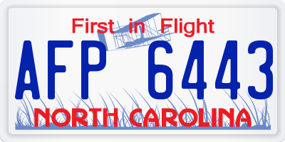 NC license plate AFP6443