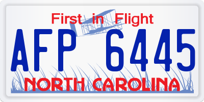NC license plate AFP6445
