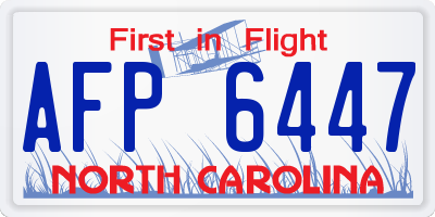 NC license plate AFP6447