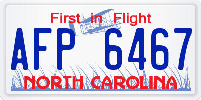 NC license plate AFP6467