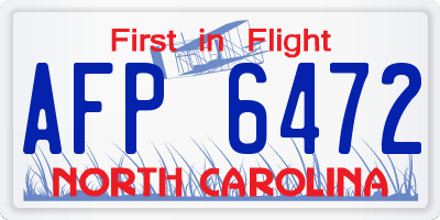 NC license plate AFP6472