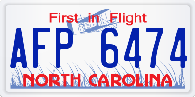 NC license plate AFP6474
