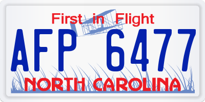 NC license plate AFP6477