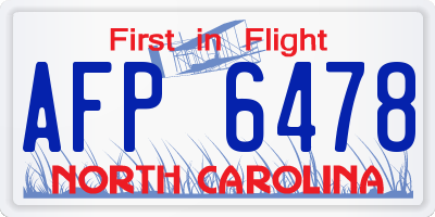 NC license plate AFP6478