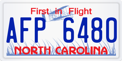 NC license plate AFP6480