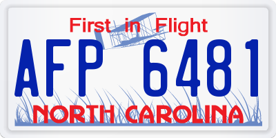 NC license plate AFP6481