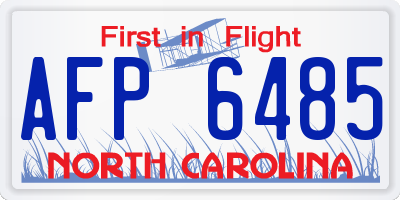 NC license plate AFP6485