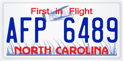NC license plate AFP6489