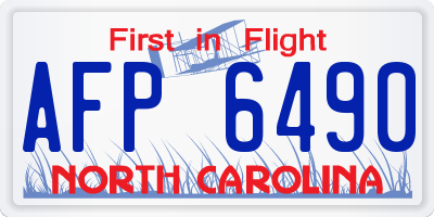 NC license plate AFP6490