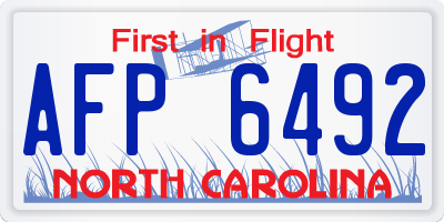NC license plate AFP6492