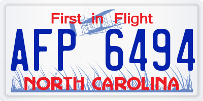 NC license plate AFP6494