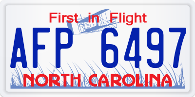 NC license plate AFP6497