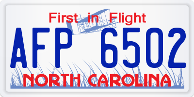 NC license plate AFP6502