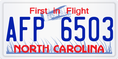 NC license plate AFP6503